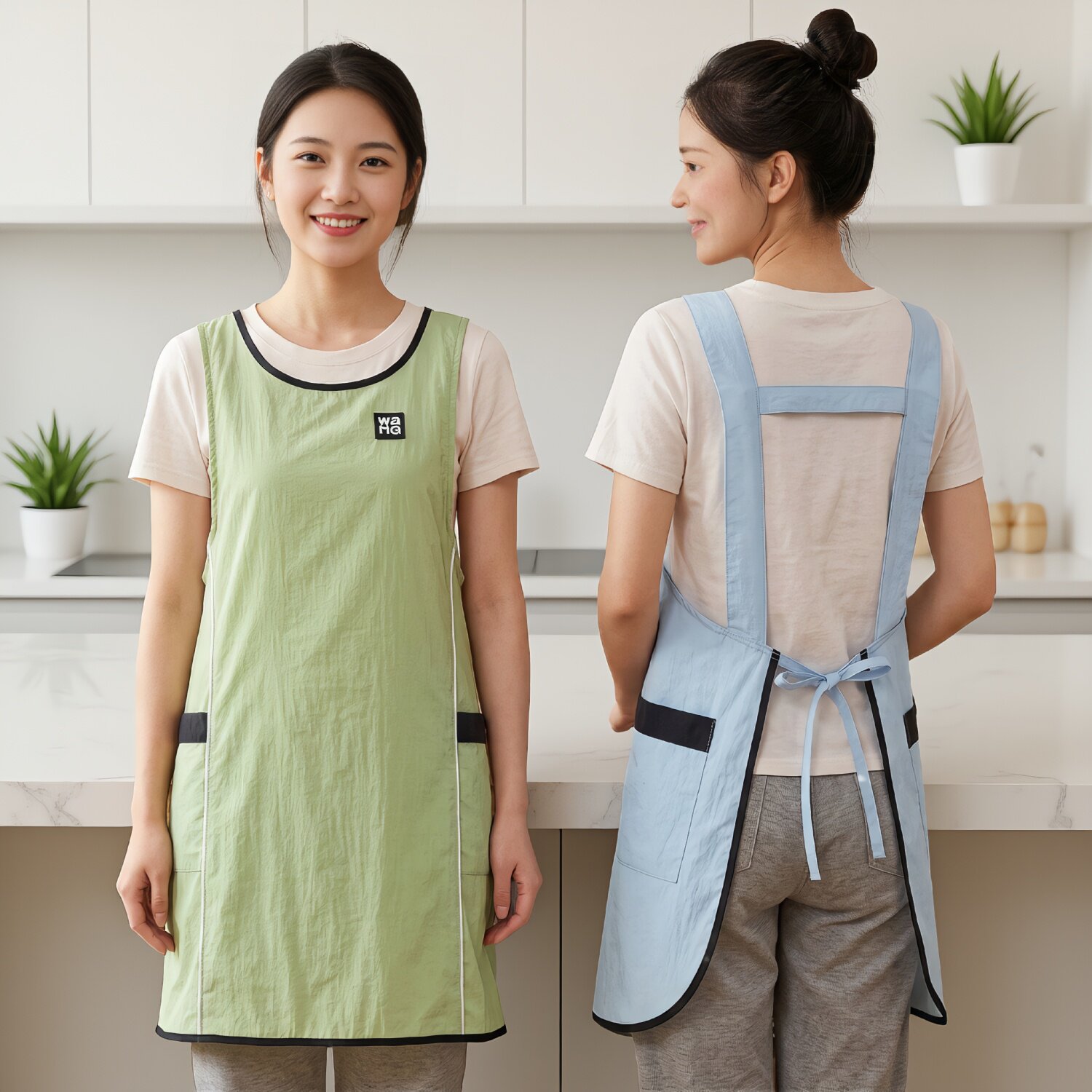 夏季轻薄透气耐脏背带围裙女