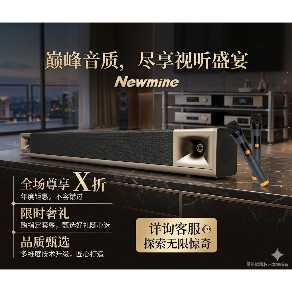 纽曼G507回音壁音响家用壁挂式电视音响客厅家庭影院K歌条形音箱