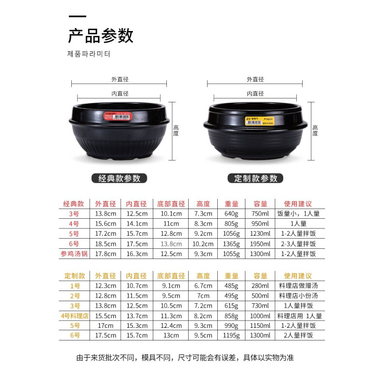 韩国进口京山石锅拌饭专用石锅23456号煲仔饭黄焖鸡料理店用砂锅