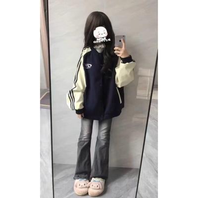 美式复古三条杠棒球服外套