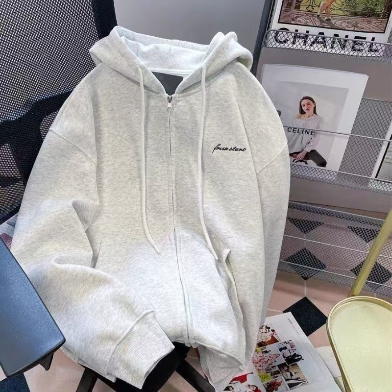 韩系少女秋季上衣连帽卫衣女新款宽松开衫学生拉链外套跑步外套款
