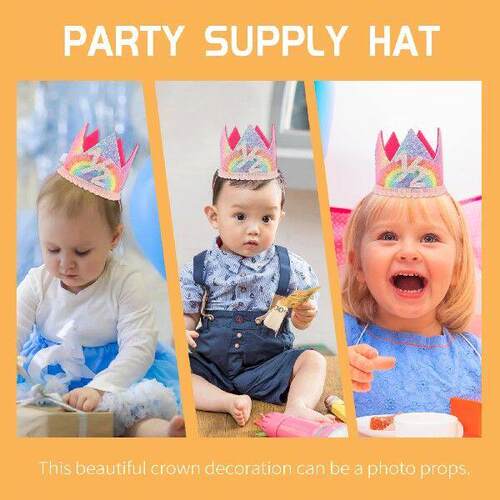 Rainbow Crown Headb Fabric Kids Birthday Hat Miniature