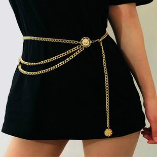 Gold Belt Metal Narrow Silver Waist High Hip Fashion Women