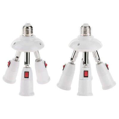 1pc Rotatable E27 Socket Splitter 3/4 Heads 85-285V