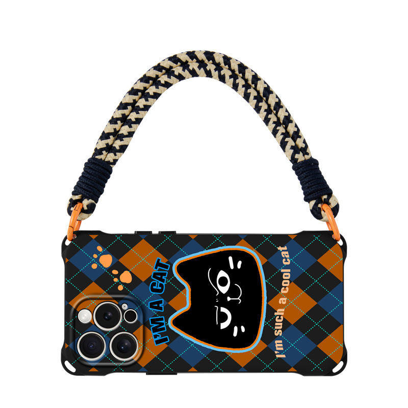 酷酷黑猫适用苹果17手机壳四角挂绳iPhone16promax手提绳15/14plus全包防摔13可爱卡通12/11男女潮款16promax,3C数码配件,手机保护套/壳,淘宝优惠券,粉丝福利购,淘宝优惠卷