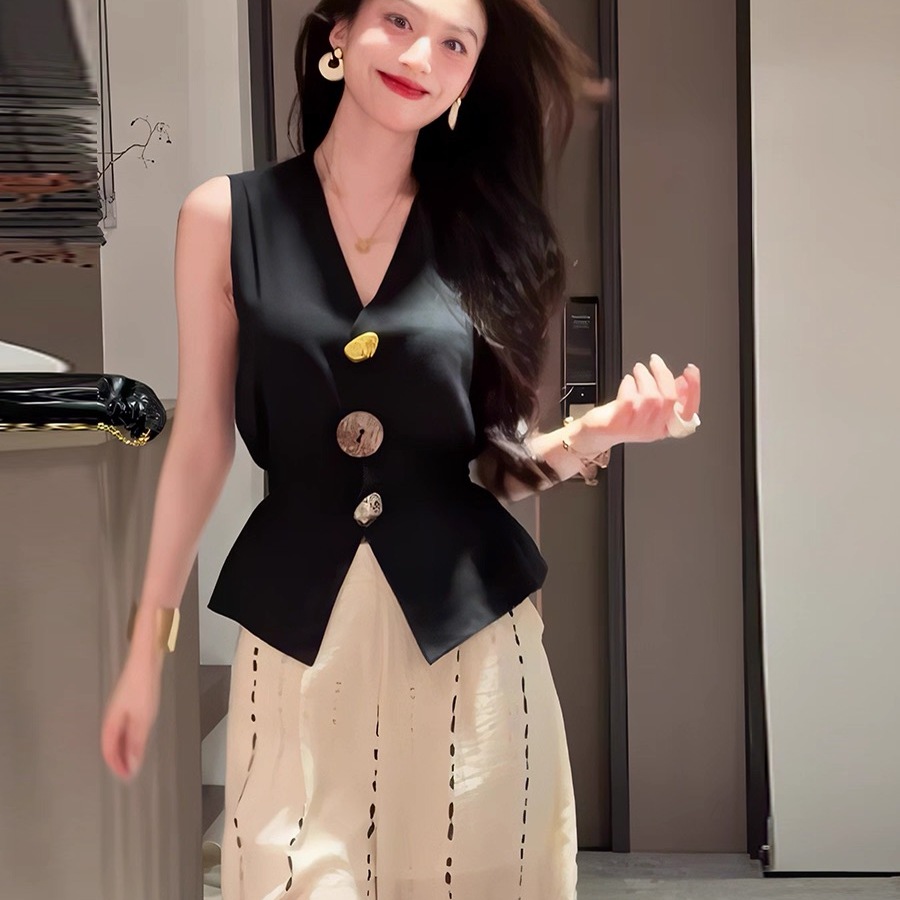 栗子熔金新款马甲背心吊带