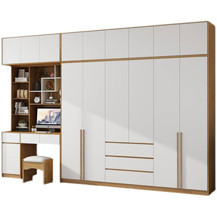 衣柜家用卧室现代简约转角收C纳小户型柜子组装 定制新品 书桌一体