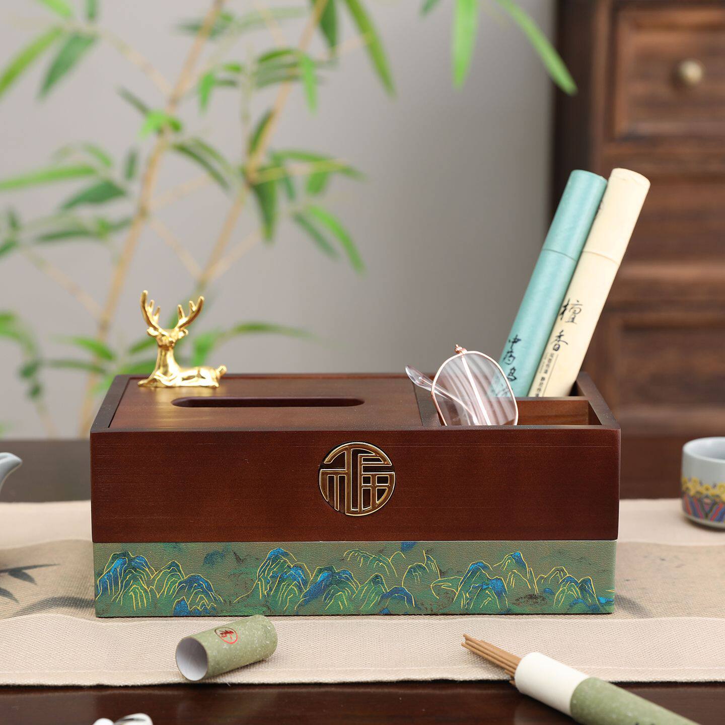 新中式客厅桌面纸巾盒家用抽纸高级感收纳盒创意装饰高档酒店实木,收纳整理,桌面收纳盒,淘宝优惠券,粉丝福利购,淘宝优惠卷