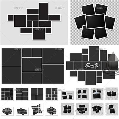 XC06照片墙图片拼贴漫画页面网格排版框架布局板式矢量设计素材