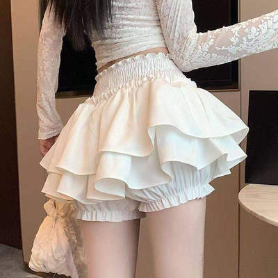 蛋糕裙半身裙女2026新款春夏季高腰小个子芭蕾风a字蓬蓬白色短裙