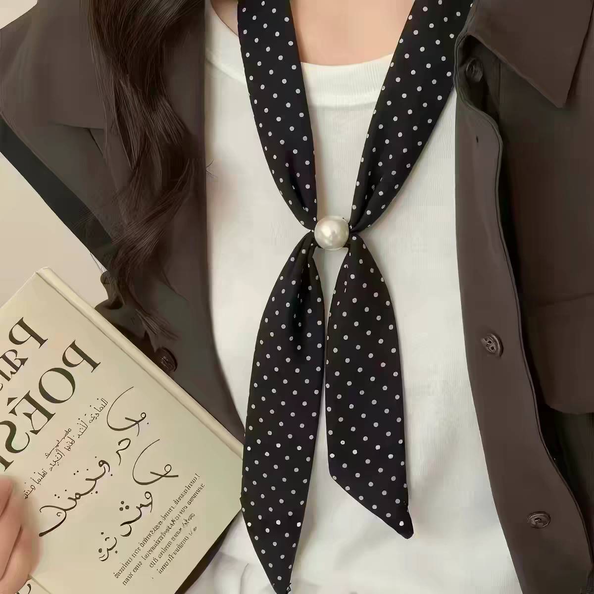 法式老钱风碎花系脖小丝巾夏薄款项链女高级长条丝带搭配衬衫配饰