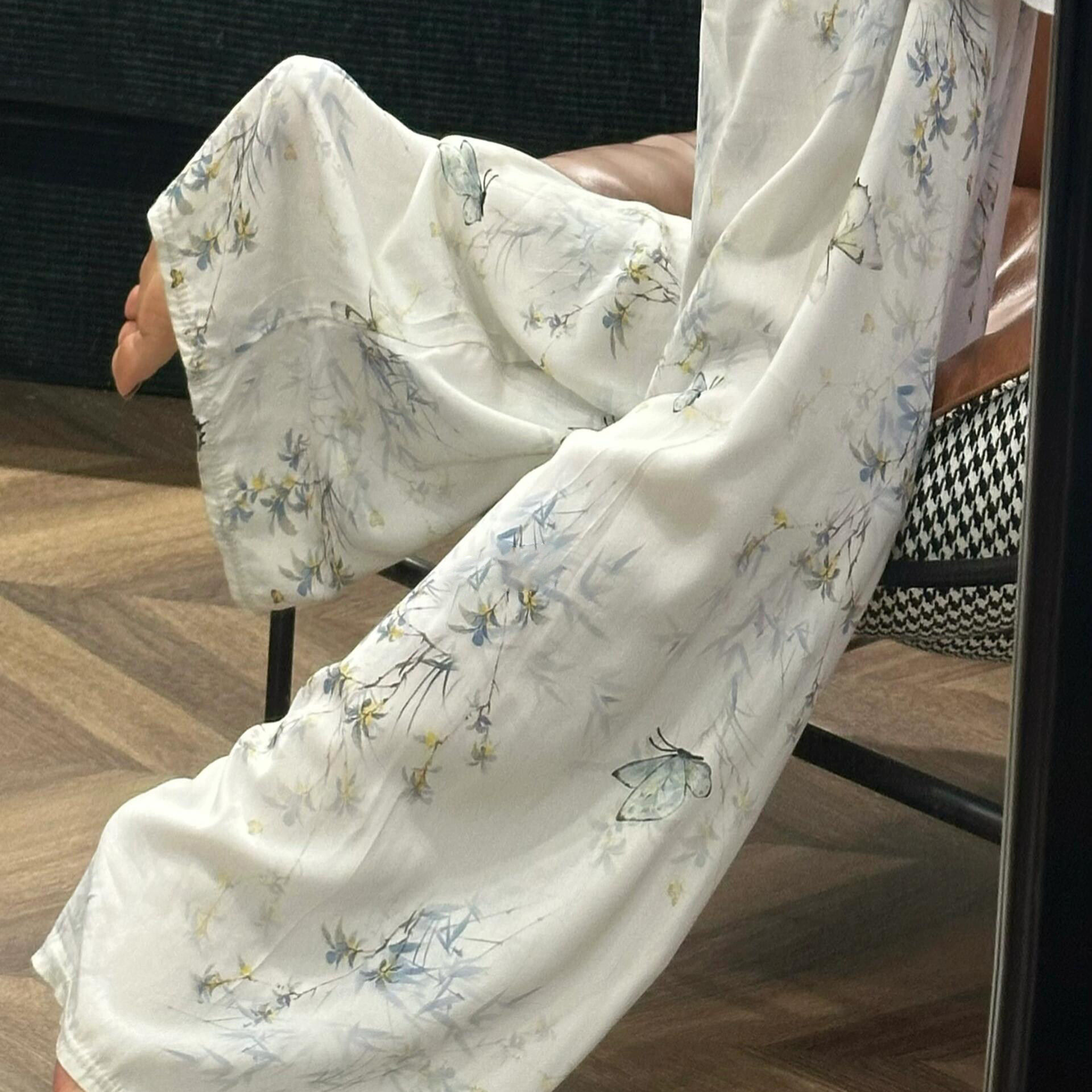 棉绸裤子遛弯裤蝴蝶夏日凉凉裤防蚊裤女成人夏季薄款空调裤舒适