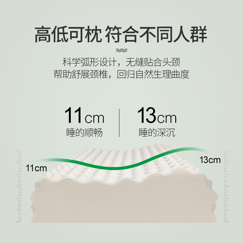 沃荷泰国天然乳胶枕头夏季橡胶枕芯记忆单人护颈椎枕助双人低睡眠