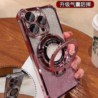 适用苹果15promax手机壳新款16pro气囊防摔iphone15pro自带支架14promax镜头膜plus高级感13女全包防摔硅胶洁