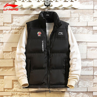 外套运动服 CBA篮球男子保暖运动休闲棉服开衫 李宁棉马甲冬季 新款
