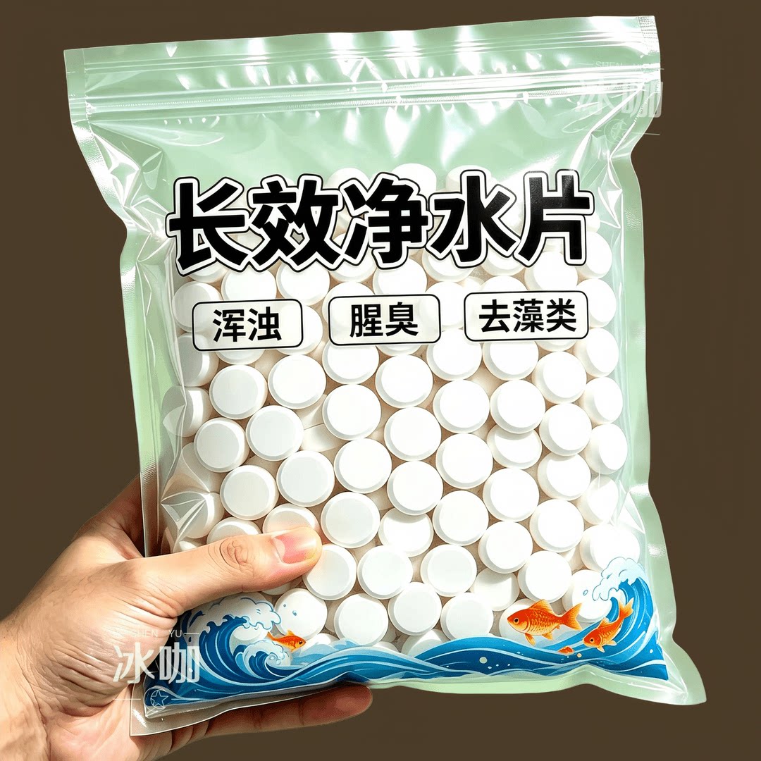 鱼缸净水片净化水质澄清清澈除臭去腥水族箱鱼池清水养鱼鱼缸专用
