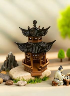 3D打印双层六角亭中式古建筑模型