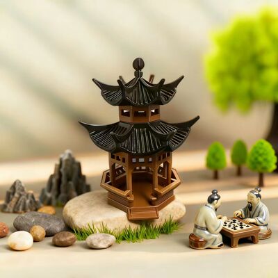 3D打印双层六角亭中式古建筑模型