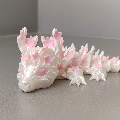 造型樱花尾巴可活动关节树脂粉色