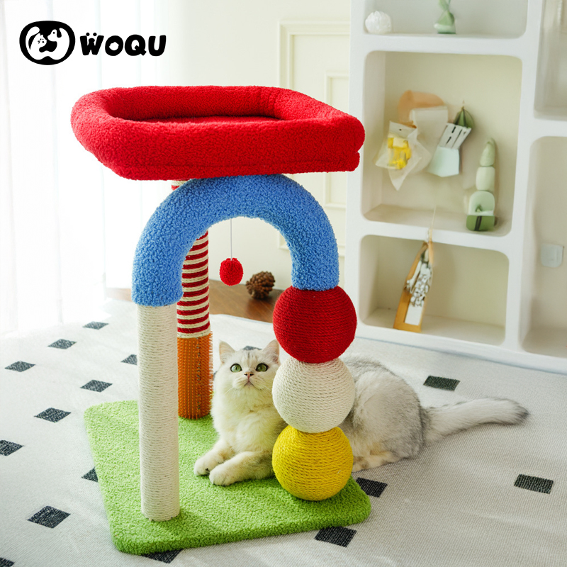 不占地猫咪玩具剑麻柱多功能磨爪猫爬架毛绒玩具组合多功猫窝耐抓