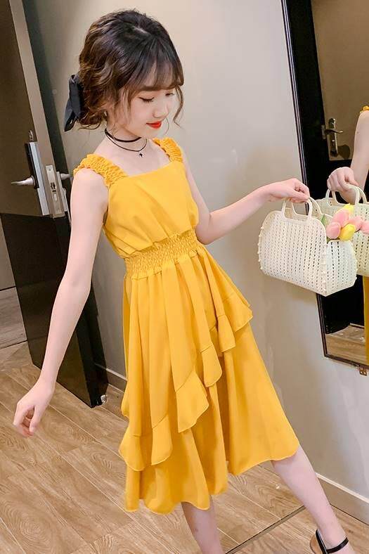 儿女童83357连夏衣清货裙023夏装新款2童装裙子款网红洋气雪纺小