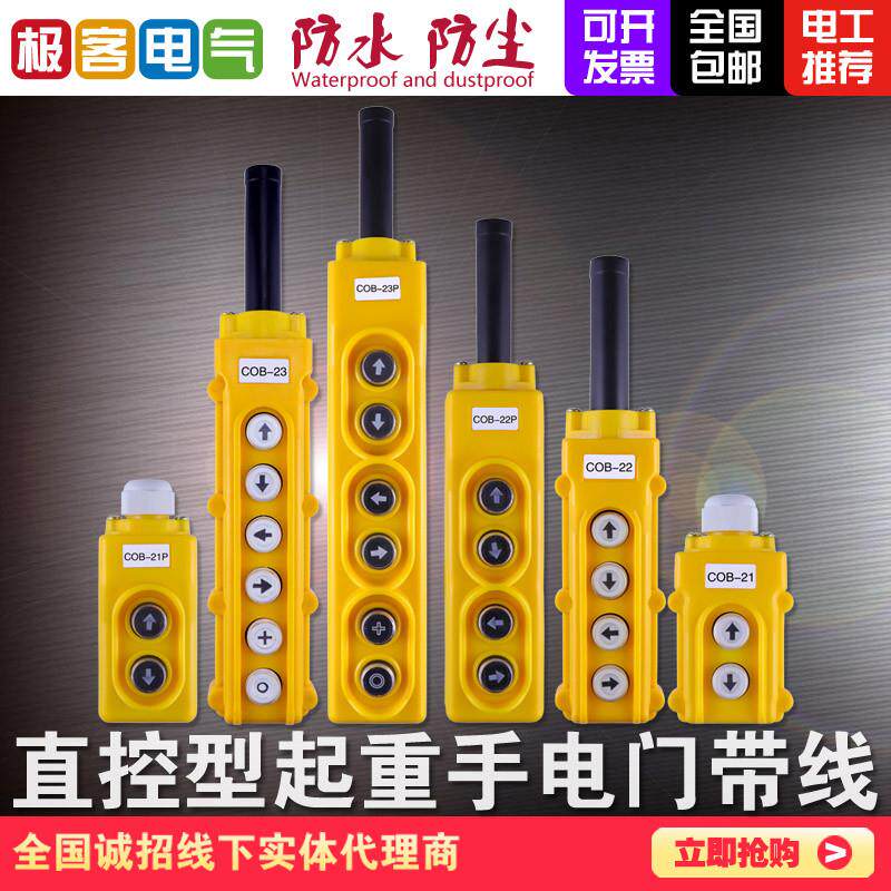 带线直控型操作手柄220V微型电动葫芦开关380V三相电机按钮带电容