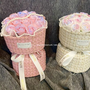 3.8女王節(jié)法式 日本MUJIE 小香風(fēng)花束玫瑰花香皂花送男女朋友