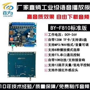 语音模块播放板工业RS232 F810 485遥控MP3音频插卡声音播报器BY