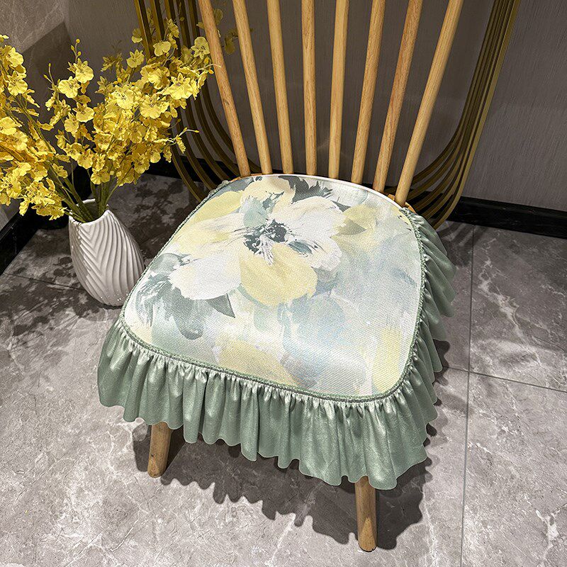 夏季餐桌椅坐垫冰丝防滑法式田园风轻奢现代简约温莎椅子垫套定制