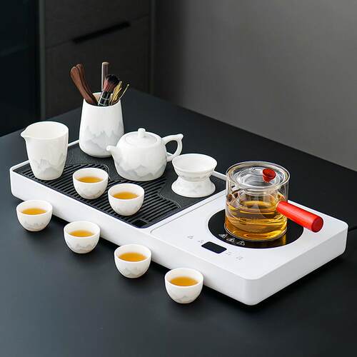 中式水墨茶具套装一体茶盘泡茶壶整套功夫套装电陶炉2025新款套装