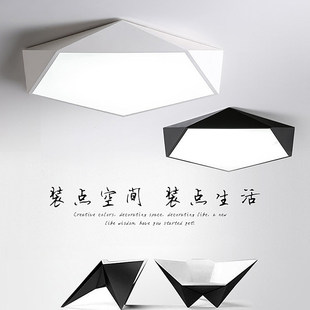 超薄吸顶灯北欧几何led客厅灯房间黑白风格 卧室走廊过道阳台灯具