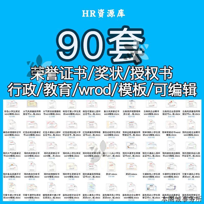 荣誉授权书小学生奖状聘书信用资质电子版可修改word模板