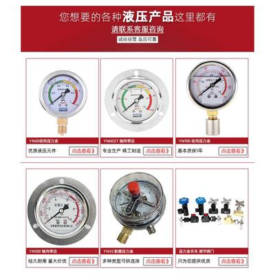 液压油耐震压力表YN60/100/150油压表抗震防震水压表油管开关系统