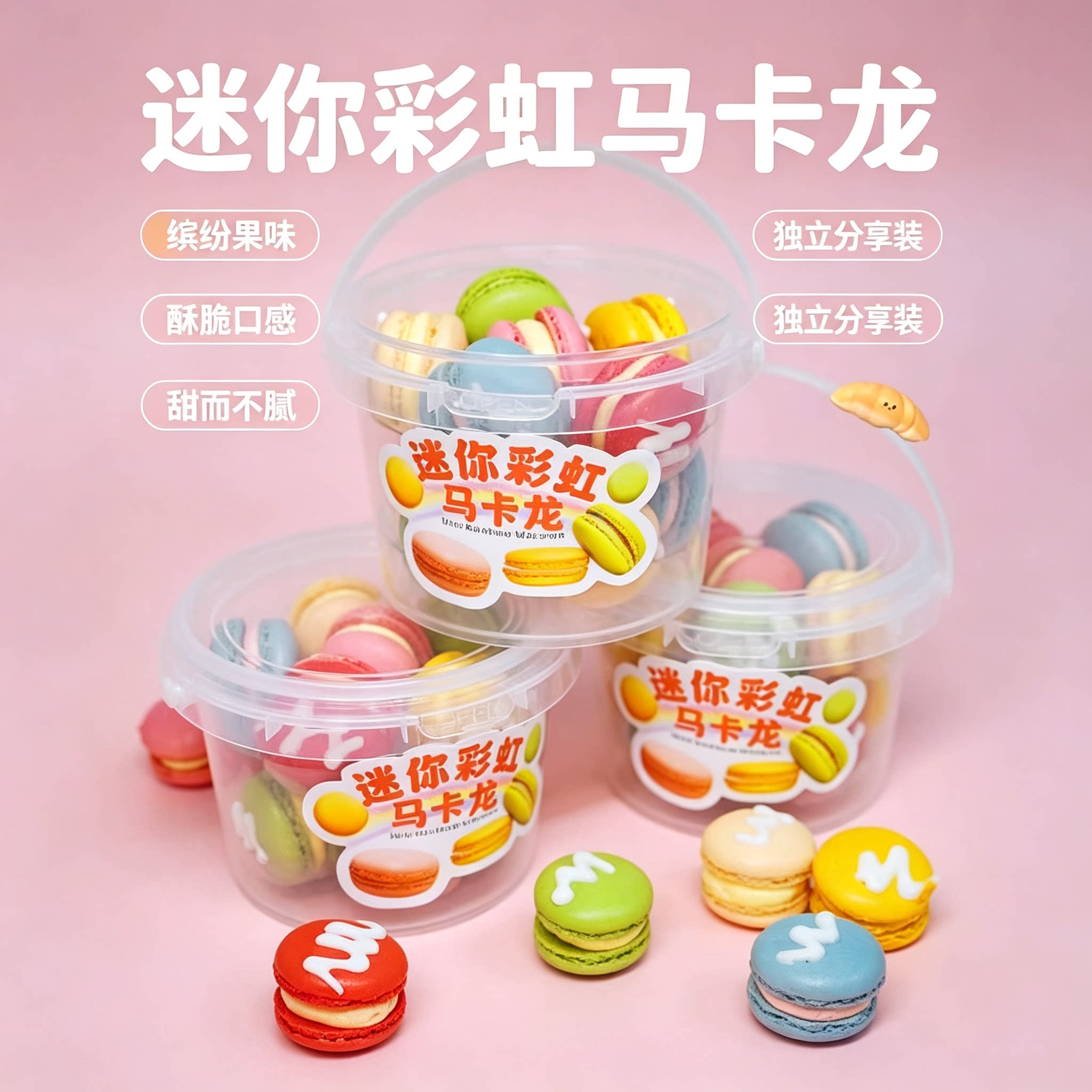 法式迷你彩虹马卡龙甜品礼盒休闲传统西式糕点