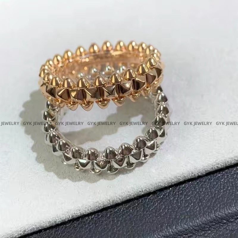 精工窄版个性铆钉戒指18k玫瑰金可转动子弹头钉子情侣对戒指环女