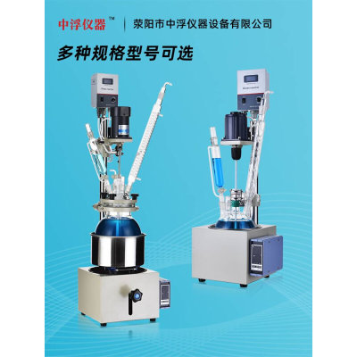 小型单层玻璃反应釜实验室DF1L~5L电加热恒温合成反应器 中浮仪器