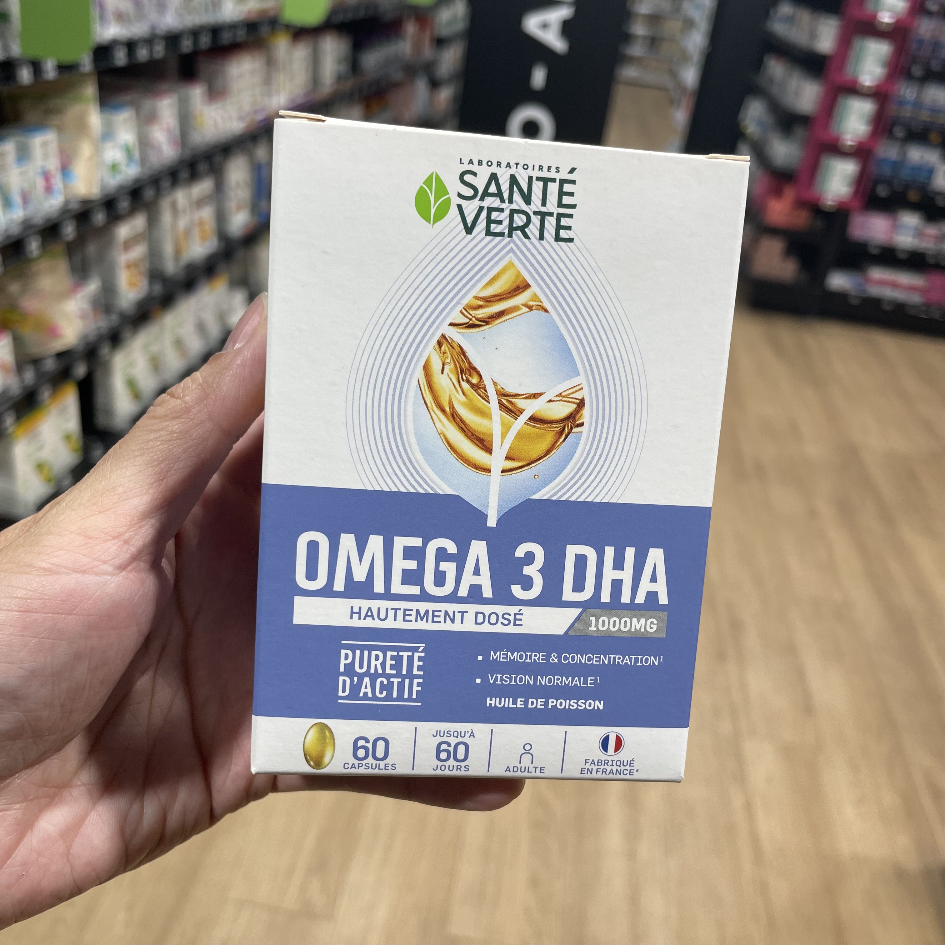 法国本土版Sante Verte Omega 3 高浓度DHA鱼油胶囊60粒