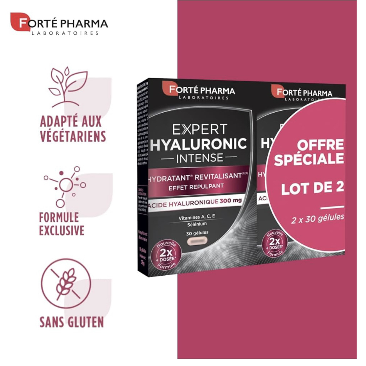 现 FortePharma菲乐缇玻尿酸水光片胶囊深层补水补充胶原蛋白口服