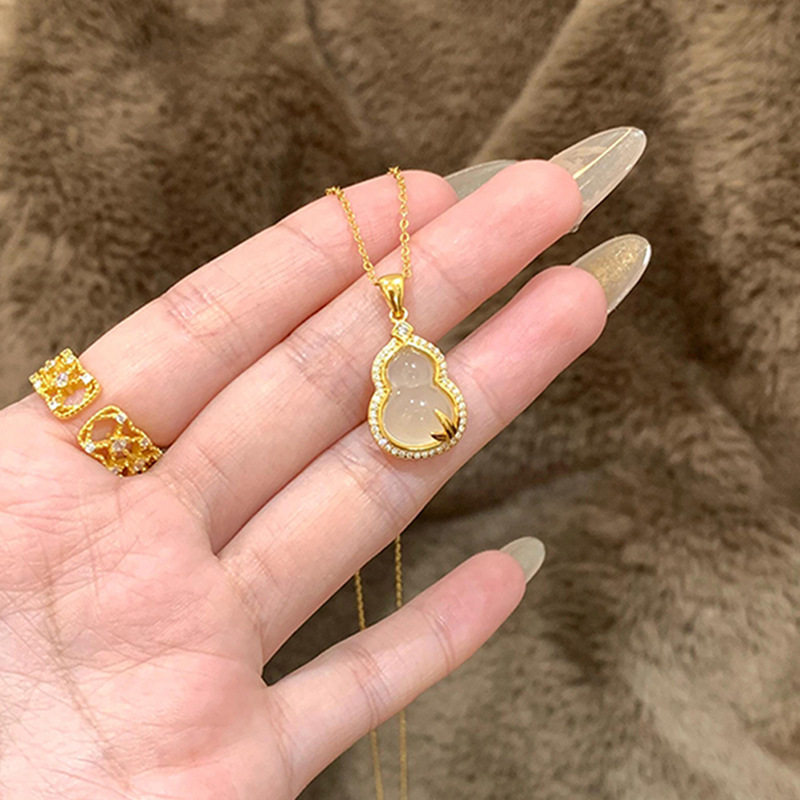 金枝玉叶葫芦项链女ins轻奢国潮吊坠小众设计感气质百搭锁骨链