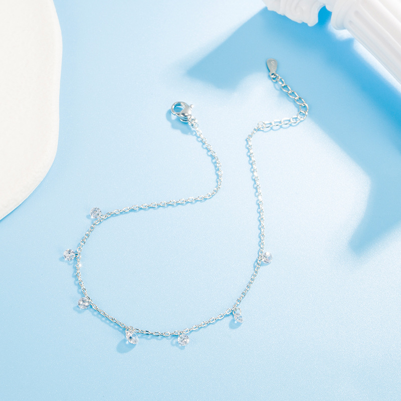 鍍925銀小眾簡單流蘇水晶鉆鍍18K