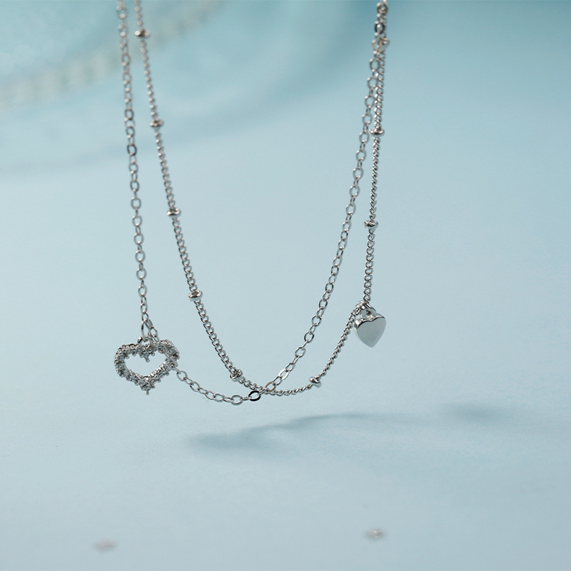 鍍925銀韓國氣質雙層愛心腳鏈女