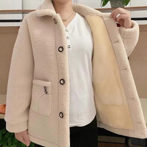 中老年女装加绒加厚颗粒绒外套棉袄大码上衣妈妈冬装新款保暖棉服