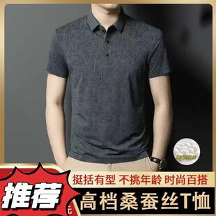 冰丝polo衫 新款 小甜严选男士 2025夏季 弹力T恤时尚 休闲桑蚕丝短袖