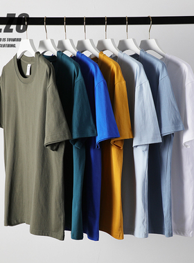 230g美式重磅纯棉短袖t恤男女基础款纯色oversize打底白色TEE