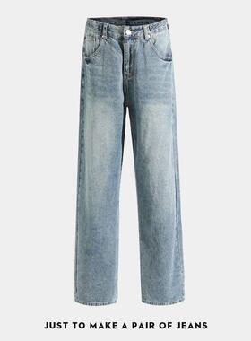 阔腿宽松做旧牛仔裤男秋冬查看详情现货手绘裤子中腰