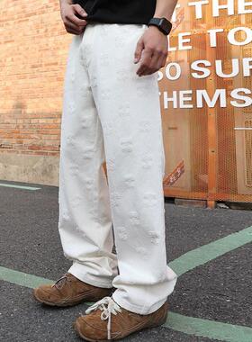 巴黎风轻奢小众2025新品美式提花设计感复古小众牛仔裤潮