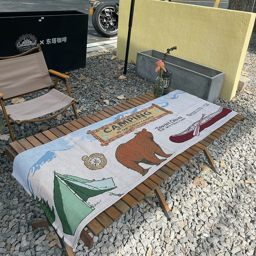 camping 民族风桌旗布艺餐桌户外露营桌子折叠桌蛋卷桌装饰桌旗桌