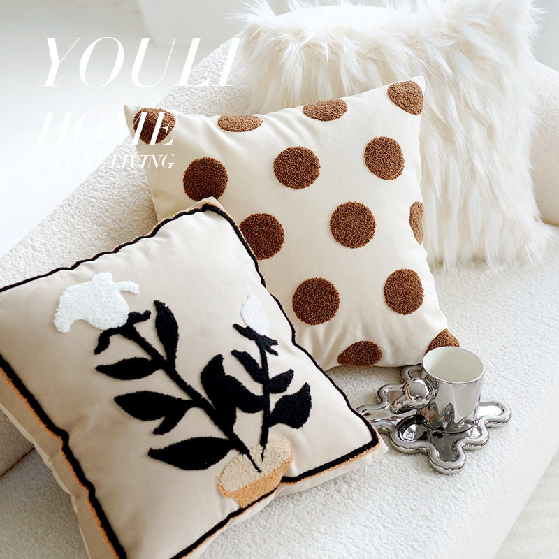 法式轻奢抱枕样板间高级感靠枕客厅沙发靠垫车载腰枕超软方形枕套