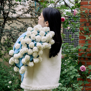 白玫瑰花束午睡毯子成品手工针织毛线编织情人节情侣创意闺蜜礼物