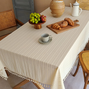 桌布2026新款轻奢高级感餐桌茶几长方形正方形白色全棉布艺法式